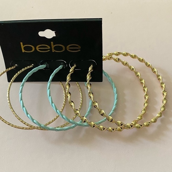 NWT-BEBE-3 PAIR HOOP EARRINGS - Picture 1 of 3